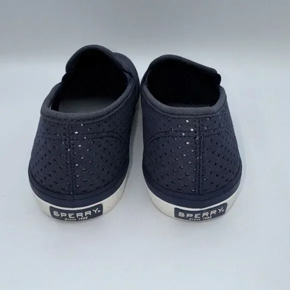 Sperry Top Sider Womens Seaside Navy‎ Blue Perforated Leather Shoes Sz. 8 - Picture 2 of 9